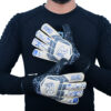 hybrid-cut-german-contact-latex-neoprene-goalkeeper-gloves-prime-stealth-on-person Raqim Prime Stealth goalkeeper gloves with German latex palm