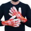 negative-cut-german-contact-latex-knitted-goalkeeper-gloves-prime-bloodline-on-person Raqim Prime Bloodline knitted goalkeeper gloves with pro grip